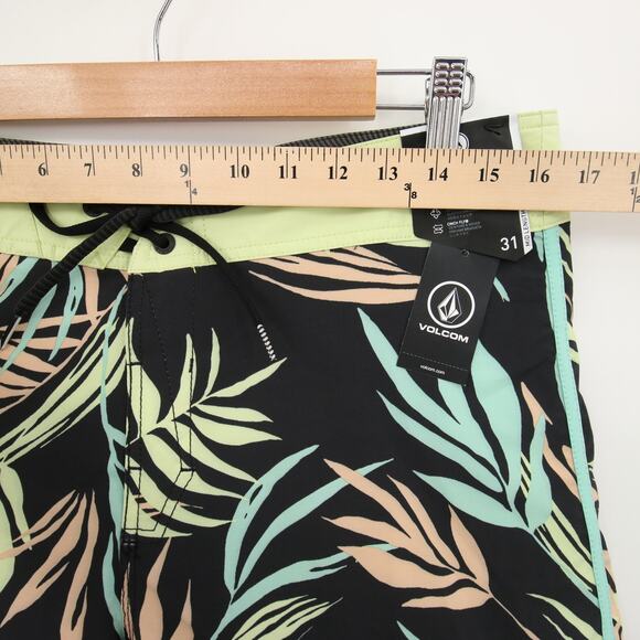 Volcom Swim Trunks Boardshorts Peach Palm Leaf Print 4 Way Stretch Size 31 NWT - Picture 6 of 14